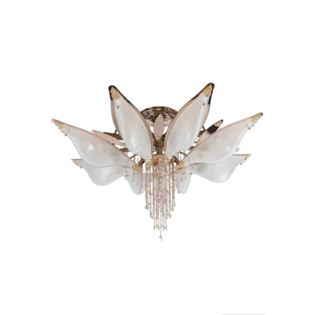 Flush Mount Creative Open-Flower Crystal Pendant Chandelier for Living/Dining Room/Bedroom