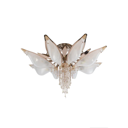 Flush Mount Creative Open-Flower Crystal Pendant Chandelier for Living/Dining Room/Bedroom