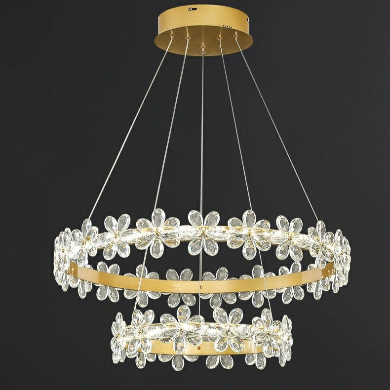 New Style Flower Crystal Chandelier For Living Room Cheap Petal Ring Pendant Lighting Fixture for Girls Bedroom