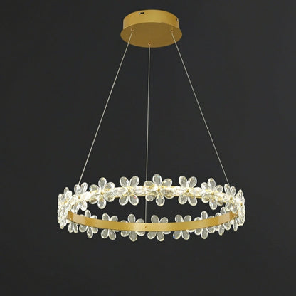 New Style Flower Crystal Chandelier For Living Room Cheap Petal Ring Pendant Lighting Fixture for Girls Bedroom