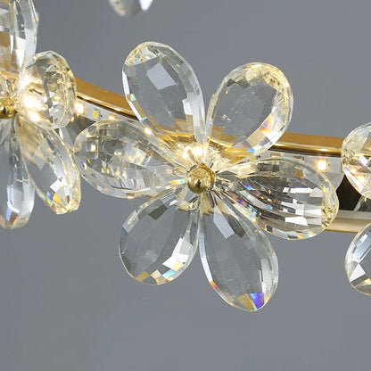 New Style Flower Crystal Chandelier For Living Room Cheap Petal Ring Pendant Lighting Fixture for Girls Bedroom