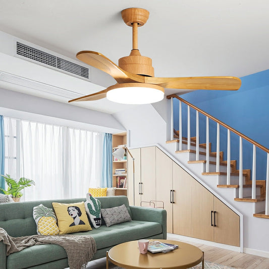 NordicStyleLogFanLightForSummerAffordableFarmhouseWoodCeilingLampForD52"