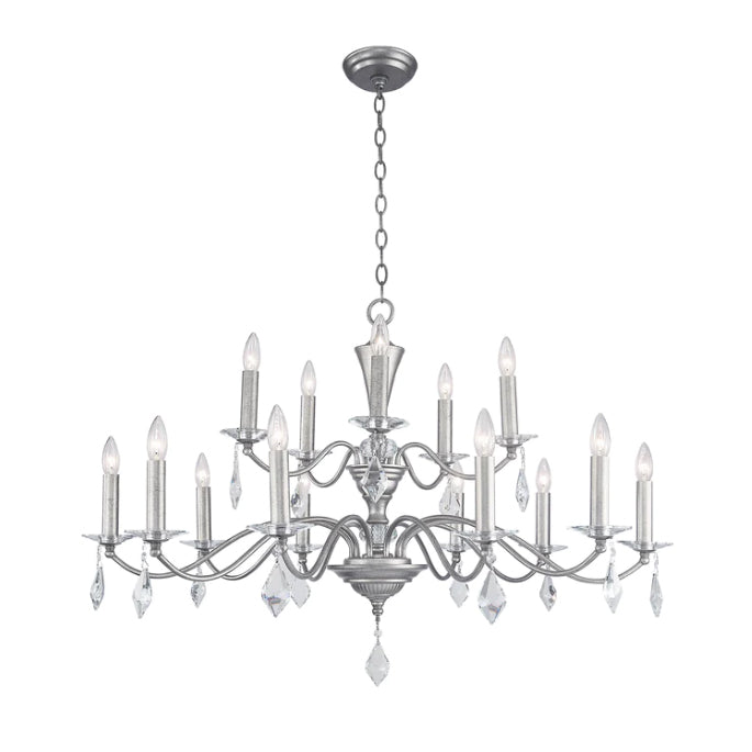 Traditional Minimalist Tiers Candle Branch Raindrop Crystal Pendant Chandelier for Living/Dining Room