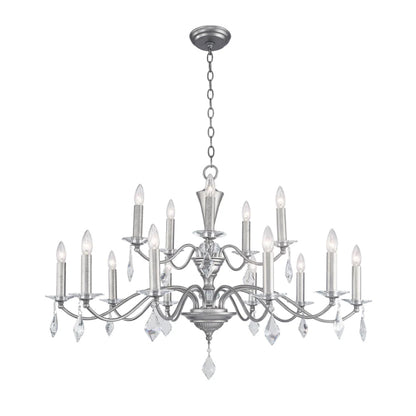 Traditional Minimalist Tiers Candle Branch Raindrop Crystal Pendant Chandelier for Living/Dining Room