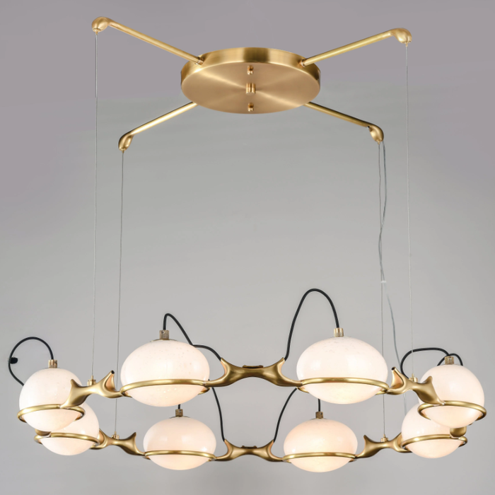 AXEL BRANCHING GLASS GLOBE CHANDELIER,chandeliers,chandelier,pendant,lights,lamps,gold,luxury,modern,post-modern,glass,brass,copper,branch,globe,round,ring,circle,living room,dining room,bedroom