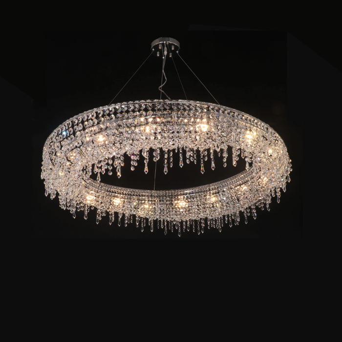 Oversized Modern Round Ring Crystal Pendant Chandelier for Living/Dining Room/Entryance