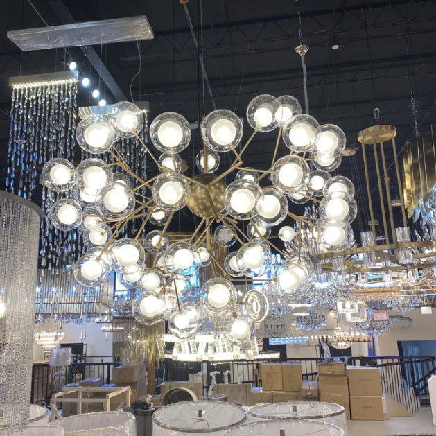 Nordic Metal Branch Glass Shade Pendant Round Chandelier for Living/Dining Room/Entrys