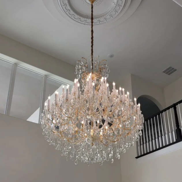 Extra Large European Multi-layers Luxury Crystal Pendant Traditional Candle Chandelier for Living Room/Foyer/Stairs