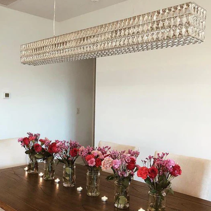 Modern Light Luxury Rectangle Crystal Dining Table Scandinavian Chandelier for Dining Room