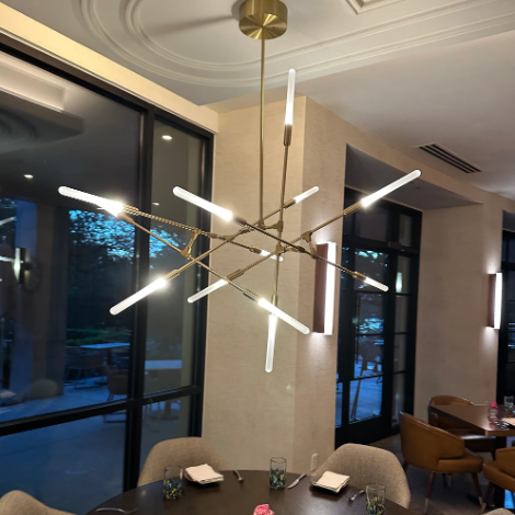 Designer Model Minimalist Line Structure Glass Pendant Chandelier for Dining/Living Room
