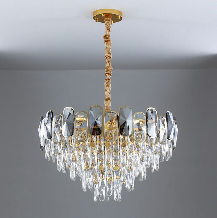 Round / Rectangle Crystal Pendant Chandelier Ceiling Fixtures Light For Living Room/Dining Room/Entryway