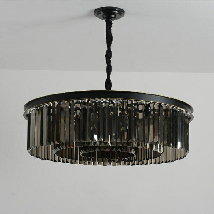 Popular Black Finish/ Smoky Gray Round Crystal Chandelier Living Room Ceiling/ Pendant Light Fixture