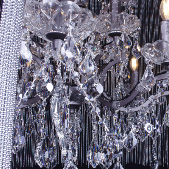 Art Iron Tassel Candle Branch Crystal Pendant Curtain Chandelier for Living Room/Foyer/Bedroom