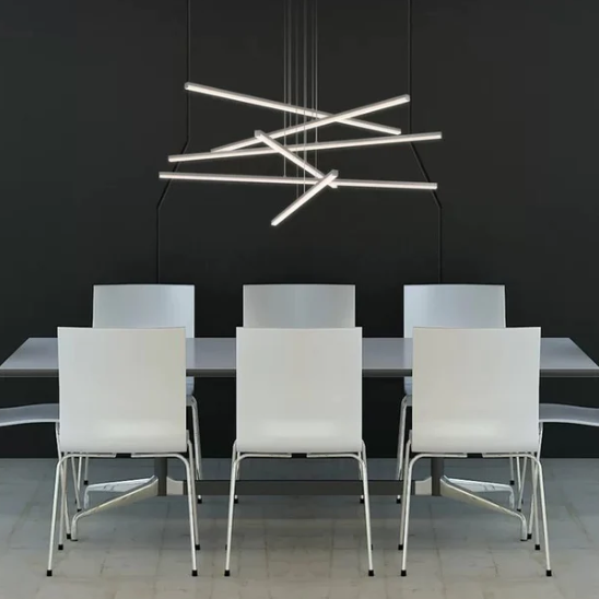 Cali Linear Cluster LED Pendant Light,pendant,minimalist,linear,rectangle,gold,chrome,dining table,dining bar,bar,dining room,long table,kitchen island
