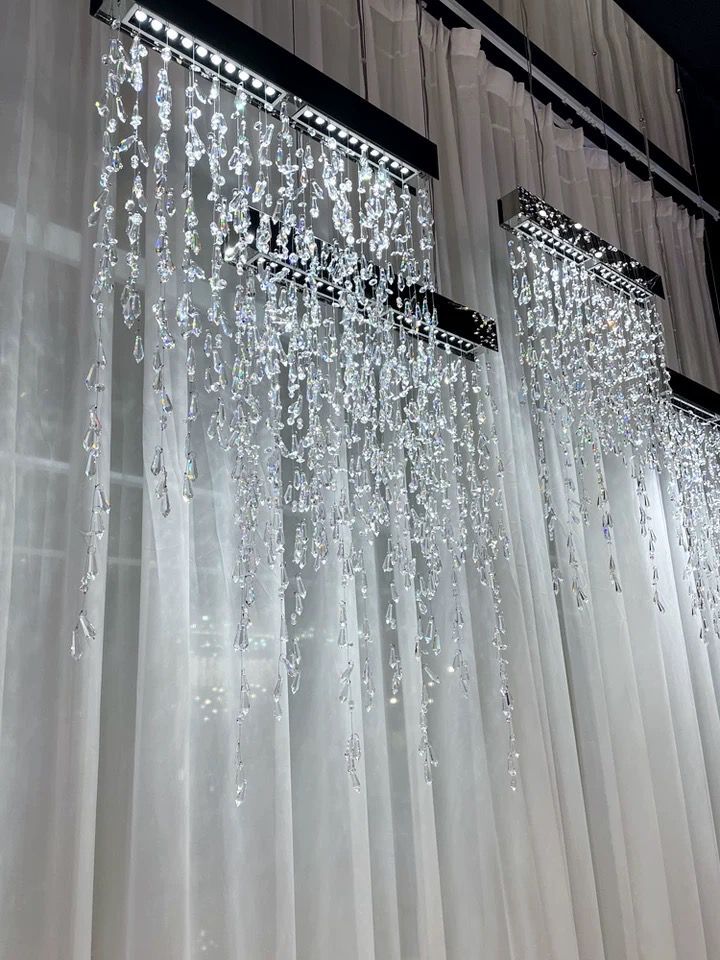 Modern Creative Waterfall Tassel Crystal Chandelier for Dining Room/Kitchen Island