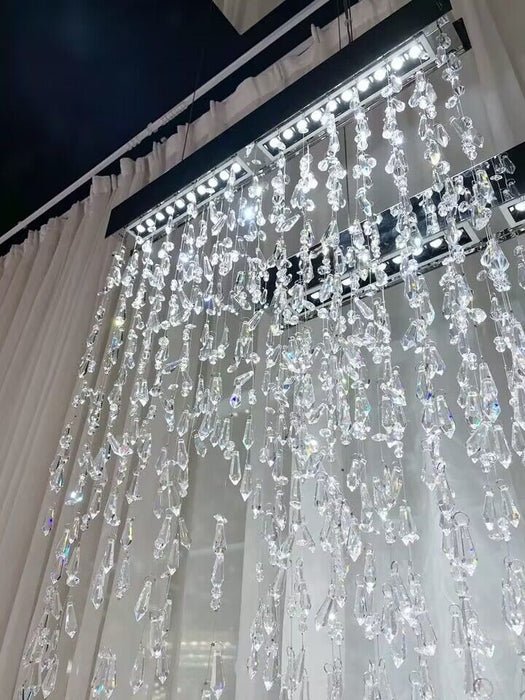 2023 New Modern Creative Light Luxury Tassel Long Crystal Chandelier Designer Models Dining Table/Bar Light Fixture