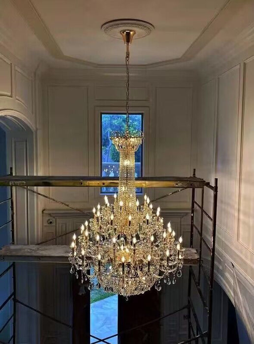 Extra Large Luxury Gold Traditional Empire Candle Chandelier Crystal Pendant for Stairs/Foyers
