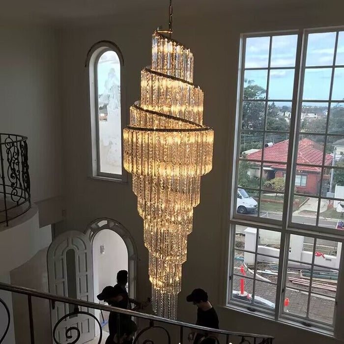 Modern Luxury Cascade Spiral Crystal Chandelier for foyer,lobby and hallway