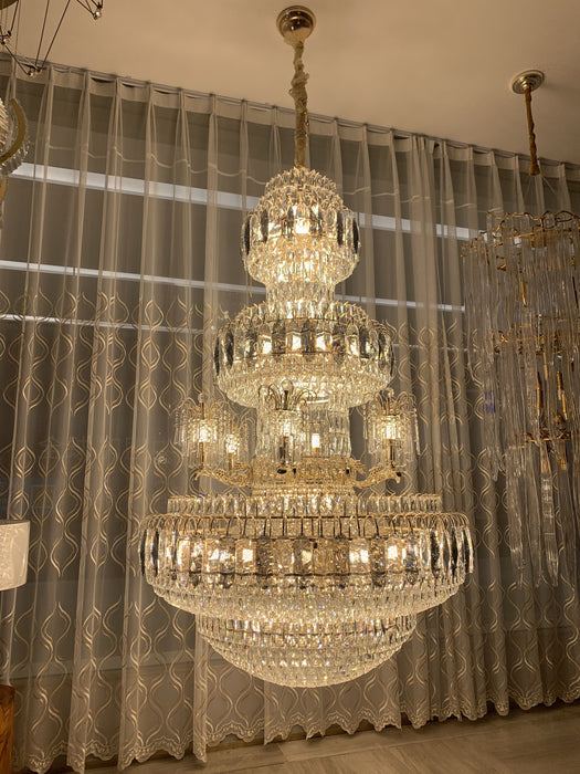 Oversized Multi-tier Empire Luxury Crystal Chandelier for Foyer/Living Room/Duplex Hall