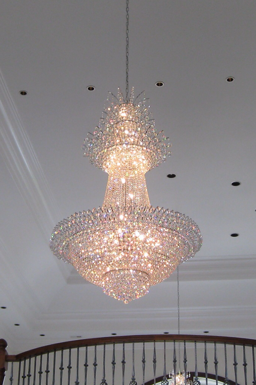 French Romantic Extra Large Empire Crystal Pendant Flower Chandelier for Living Room/Foyer/Stairs