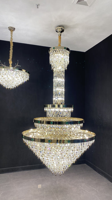 Extra Large Empire Multi-Tier Crystal Pendant Chandelier for Big Hallway/Foyer/Stairs/Entrys