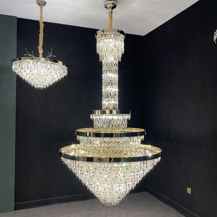 Extra Large Empire Multi-Tier Crystal Pendant Chandelier for Big Hallway/Foyer/Stairs/Entrys