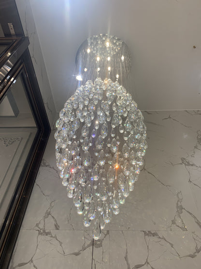 Oversized Modern Luxury Oval Ceiling Chandelier Raindrop Crystal Pendant for Living Room/Foyer/Stairs