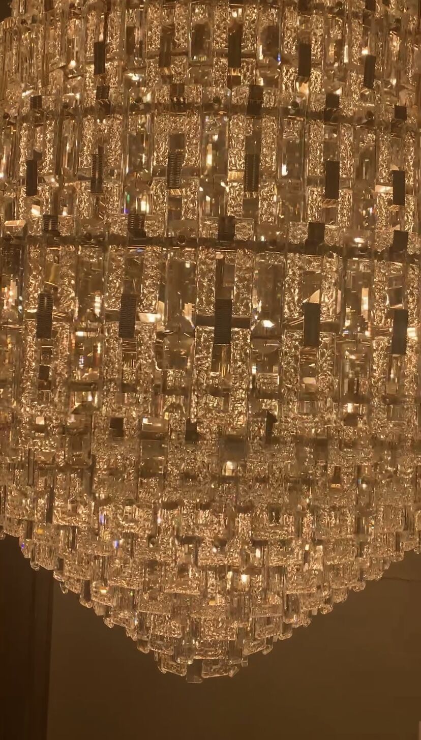 Oversized Luxury Multi-tier Honeycomb Crystal Ceiling Chandelier for Stairs/Foyer/Entryway