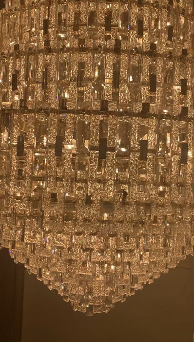 Oversized Luxury Multi-tier Honeycomb Crystal Ceiling Chandelier for Stairs/Foyer/Entryway