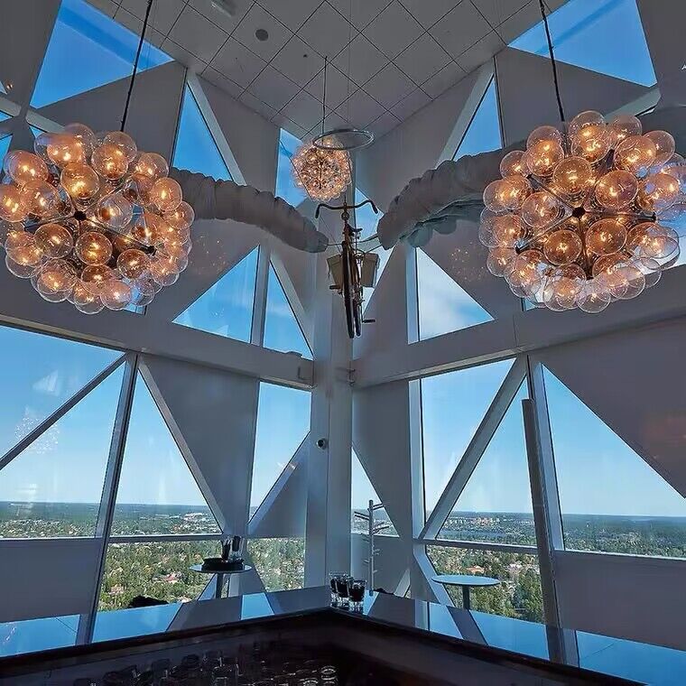Scandinavian Dandelion Creative Glass Pendant Sphere Chandelier for Dining Room/Entrys/Hallway