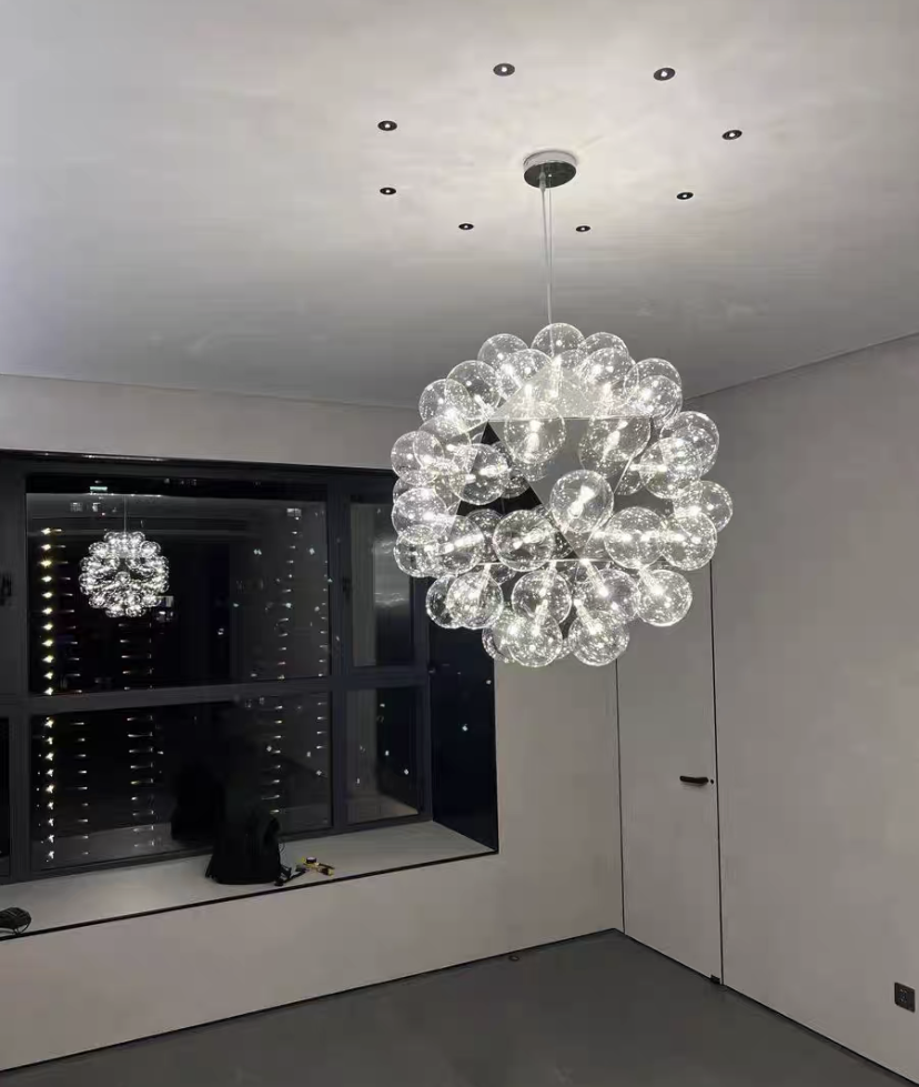 Scandinavian Dandelion Creative Glass Pendant Sphere Chandelier for Dining Room/Entrys/Hallway