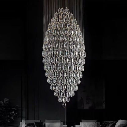 Oversized Modern Luxury Oval Ceiling Chandelier Raindrop Crystal Pendant for Living Room/Foyer/Stairs