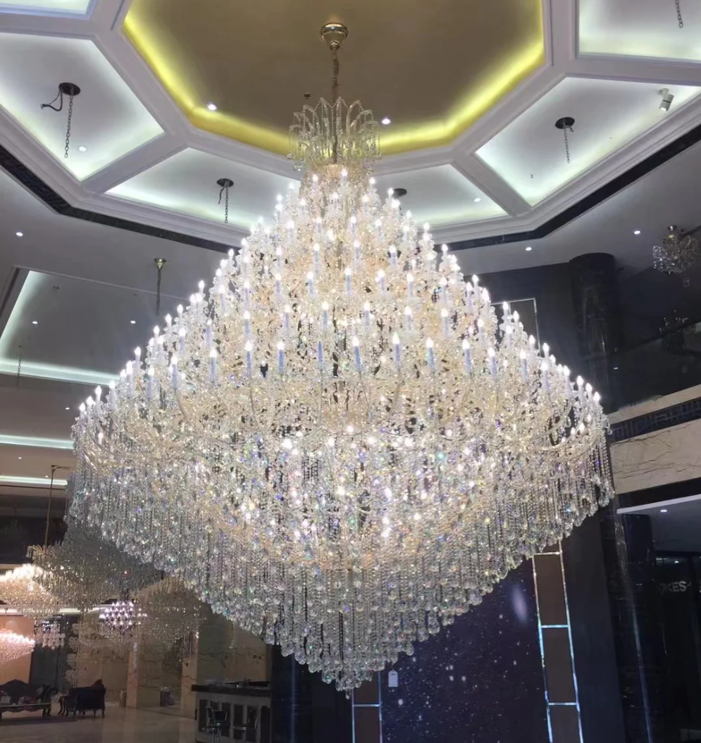 Lustre en cristal extra large à plusieurs niveaux pour hôtel/restaurant