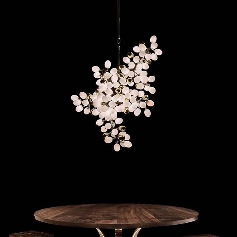 Light Luxury Nordic Creative Art Designer Pure White Grape Chandelier for Living/Dining Room