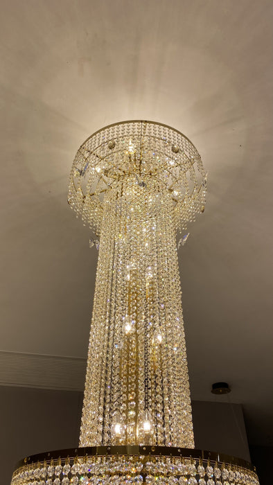 Oversized Multi-tier Golden Luxury Crystal Butterfly Decorative Chandelier for Foyer/Staircase/Hallway