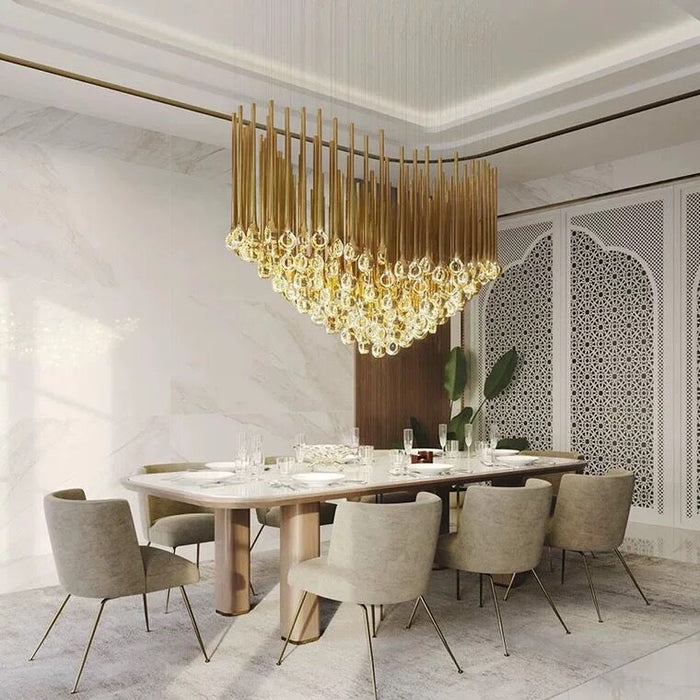 Modern Art Long Multiple Gold Pendant Celing Chandelier for Living Room/Stairs/Foyer