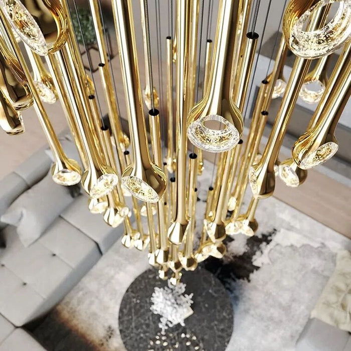Modern Art Long Multiple Gold Pendant Celing Chandelier for Living Room/Stairs/Foyer