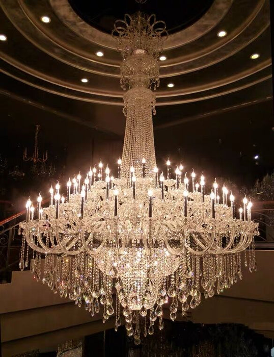 60 Lights:D70.9"*H86.6" chandelier,chandeliers,pendant,crystal,metal,clear crystal,candle,branch,round,raindrop,teardrop,extra large,oversized,large,huge,big,round,living room,luxury,dining room,modern,foyer,stairs,hallway,entrys,hotel lobby,duplex hall,loft,gold