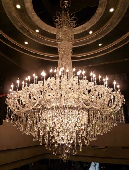 Extra Large Traditional Candle Branch Crystal Pendant Chandelier for Living Room/Foyer/Hallway/Entrys/Stairs