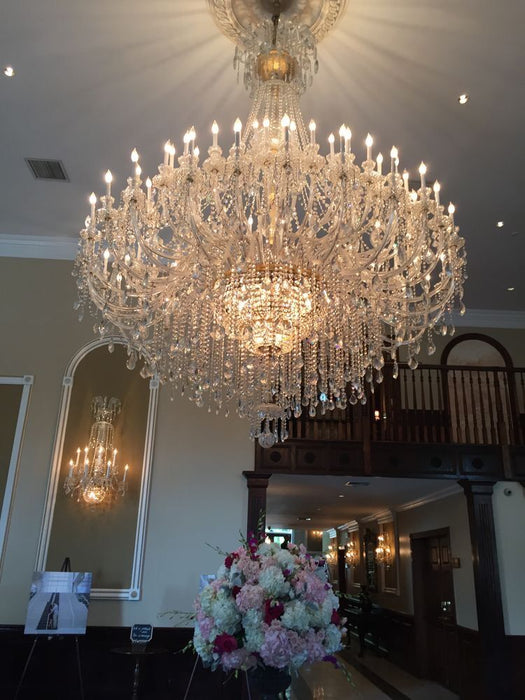 72 Lights:D74.0"*H88.0" chandelier,chandeliers,pendant,crystal,metal,clear crystal,candle,branch,round,raindrop,teardrop,extra large,oversized,large,huge,big,round,living room,luxury,dining room,modern,foyer,stairs,hallway,entrys,hotel lobby,duplex hall,loft,gold