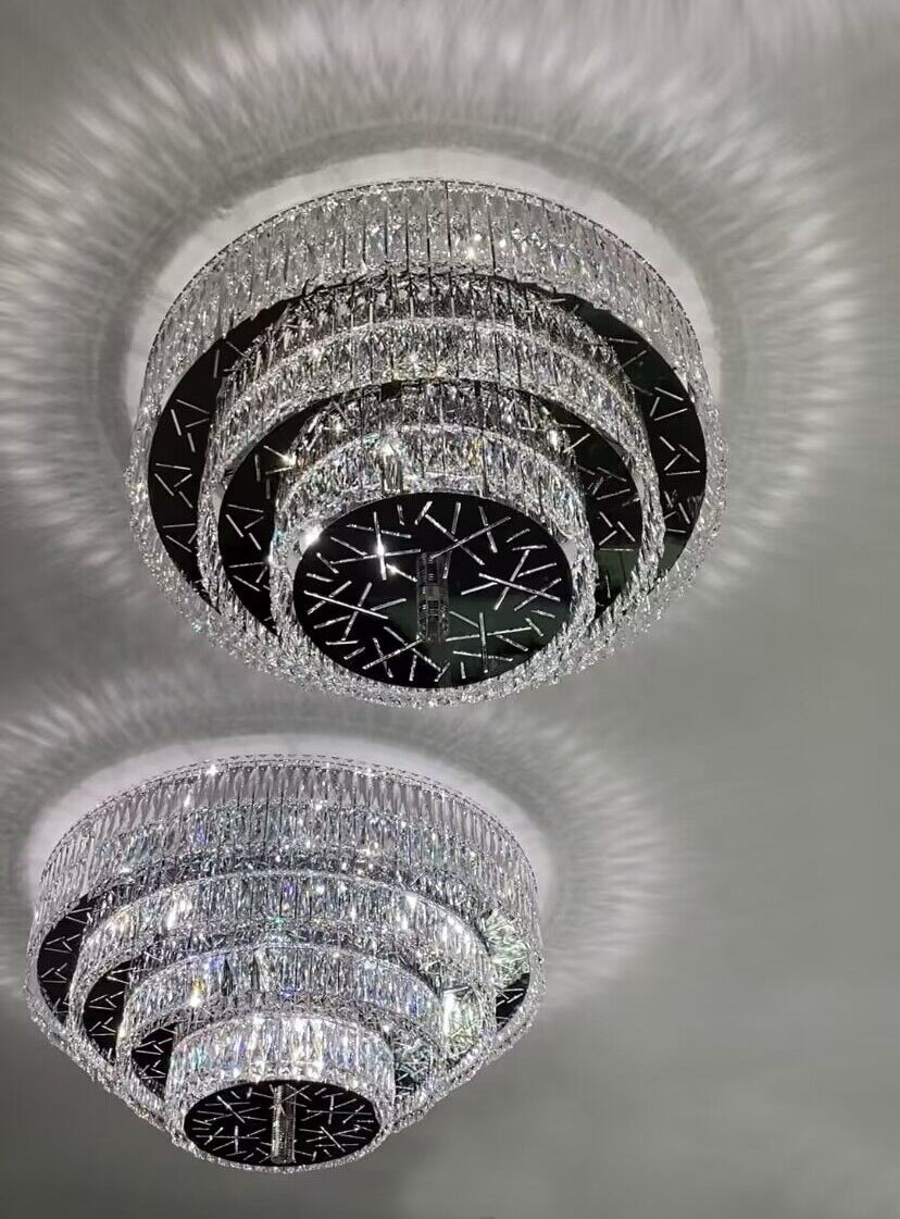 Lampada da soffitto rotonda a più livelli, moderna e di grandi dimensioni, da montare a filo