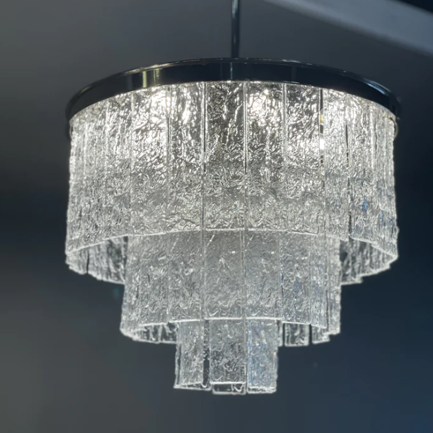 Oliver Round Tiered Glass Tile Chandelier Collection,chandelier,chandeliers,crystal,round,metal,tier,layer,multi-tier,multi-layer,frost crystal,rods,piece,ceiling,pendant,oversized,huge,big,large,extra large,living room,dining room,foyer,entryance,hallway