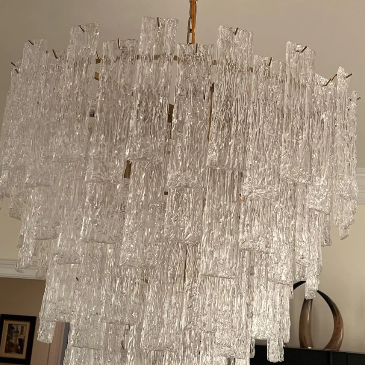Extra Large Multi-tier Grainy Crystal Sheets Pendant Chandelier for Living Room/Foyer/Entrys