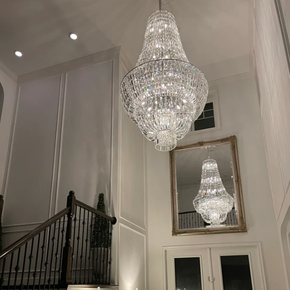 Lustre en cristal Empire de luxe, surdimensionné et moderne, pour salon, hall d'entrée ou escalier