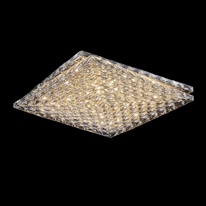 Rectangle Living/ Bedroom Flush Mounted Chandelier Long Crystal Ceiling Lighting Fixture For Dining Room
