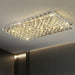 Rectangle Living/ Bedroom Flush Mounted Chandelier Long Crystal Ceiling Lighting Fixture For Dining Room