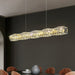 Rectangle Living/ Bedroom Flush Mounted Chandelier Long Crystal Ceiling Lighting Fixture For Dining Room
