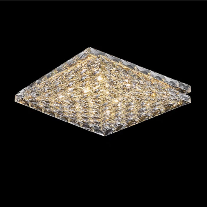 Rectangle Living/ Bedroom Flush Mounted Chandelier Long Crystal Ceiling Lighting Fixture For Dining Room