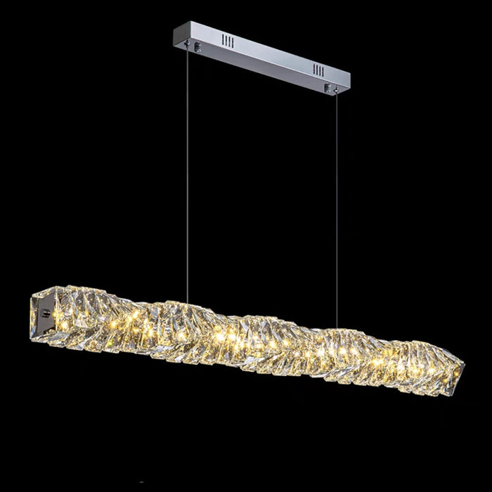 Rectangle Living/ Bedroom Flush Mounted Chandelier Long Crystal Ceiling Lighting Fixture For Dining Room