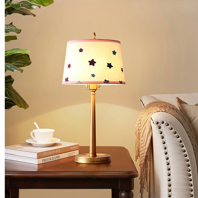 Empire Round Fabric Shade Table Buffet Lamp Star Night Lighting  For Kid Bedroom